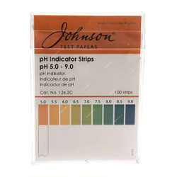 Johnson pH Indicator Non-Bleeding Test Strip, 126.2C, J-pHix, 5.0 to 9.0 pH, 100 Strips/Pack