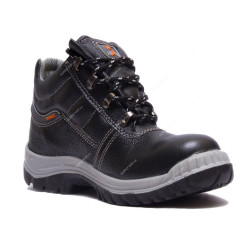 Hillson Double Density Steel Toe Safety Shoes, HMRGHS, Mirage, Leather, High Ankle, Size39, Black