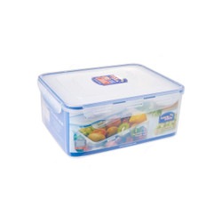 Airtight Food Container with Leakproof Locking Lid, Rectangular, Polypropylene, 5.5 Ltrs, Clear/Blue
