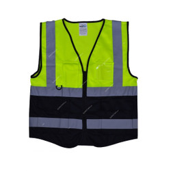 Vaultex Executive Fabric Vest With 5 Pockets, BKM, 100% Polyester, M, Yellow/Black
