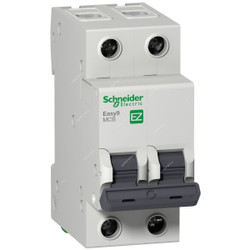 Schneider Electric Miniature Circuit Breaker, Easy9, 2P, Curve C, 25A