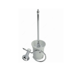 Bold Victoria Wall Mounted Toilet Brush Holder, Brass/Glass, Silver/White