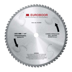 Euroboor Saw Blade, 130-355-66, TCT, 25.4MM Bore Dia x 355MM Blade Dia, 66T