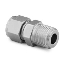 Tube Connector, Stainless Steel, 1/4 Inch MNPT, 12MM Length
