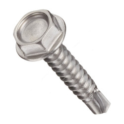 Self Tapping Screw, Zinc Plated, Slotted Hex Head, M6.3 Thread Dia x 19MM Length, 500 Pcs/Pack