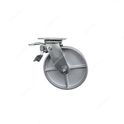 Maxwel Heavy Duty Swivel Wheel Caster With Brake, A4 Series, Iron, 20CM Wheel Dia, 600 Kg Loading Capacity, Silver