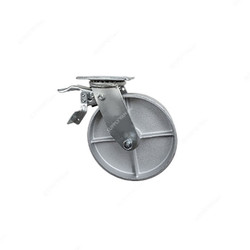 Maxwel Heavy Duty Swivel Wheel Caster With Brake, A4 Series, Iron, 12.5CM Wheel Dia, 500 Kg Loading Capacity, Silver
