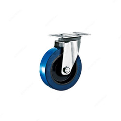 Maxwel Heavy Duty Swivel Wheel Caster, Elastic Rubber, 10CM Wheel Dia, 200 Kg Loading Capacity, Blue