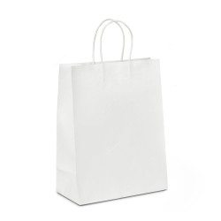 Square Bottom Paper Bag With Handles, 40CM Height x 30CM Width x 15CM Depth, White, 200 Pcs/Pack