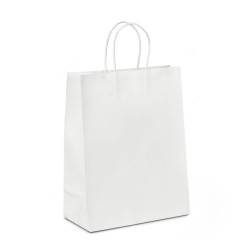 Square Bottom Paper Bag With Handles, 38CM Height x 32CM Width x 15CM Depth, White, 200 Pcs/Pack