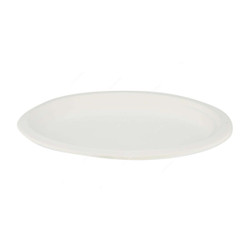 Bio-Degradable Oval Plate, 10 Inch Width x 12 Inch Length, White, 100 Pcs/Pack