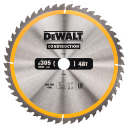 Dewalt Stationary Construction Circular Saw Blade, DT1959-QZ, 30MM Bore Size x 305MM Blade Dia, 48 Teeth