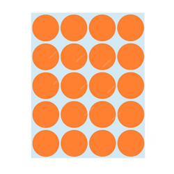 Fis Adhesive Label, Round, 25MM Dia, Orange, 10 Sheets/Pack