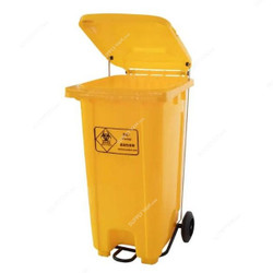 Garbage Bin With Middle Pedal, 120 Ltrs, Yellow
