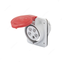 Gewiss 10 Deg Flush Mount Socket Outlet, GW62221H, IP44, 32A, 3P+N+E, White-Red