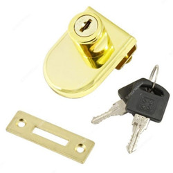 Glass Lock Without Boring Hole, 2 Inch, Gold