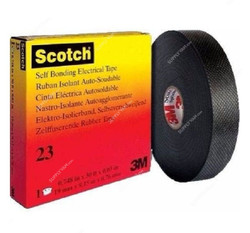 3M Self Bonding Electrical Tape, Scotch 23, 0.76MM Thk, 19MM Width x 9.15 Mtrs Length, Black
