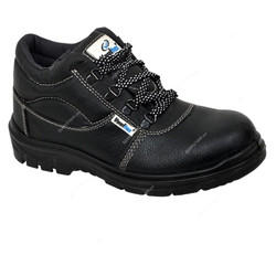 Vaultex High Ankle Steel Toe Safety Shoes, VJS6, Leather, Size43, Black