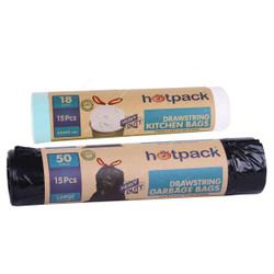 Hotpack Garbage Bag W/ Free 15PCS Kitchen Bag, ROTBBR75103TBWR5565, 75 x 103CM, Black, PK15