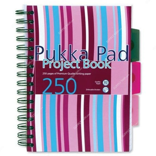 Pukka Stripes Project Book, PROBA5PK, A5, 250 Pages, Purple