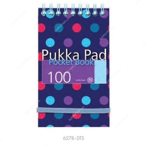 Pukka Dots Pocket Book, 6278-DTS, 100 Pages, 76 x 127 mm, Blue