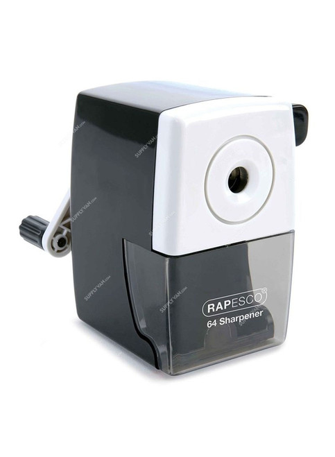 Rapesco Pencil Sharpener, RPSSR64, 6MM, Helical/Spiral, Black/White