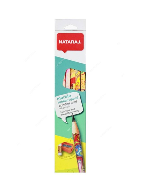 Nataraj Marble Print Pencil W/Rubber Tip, HP201156001, HB, Round