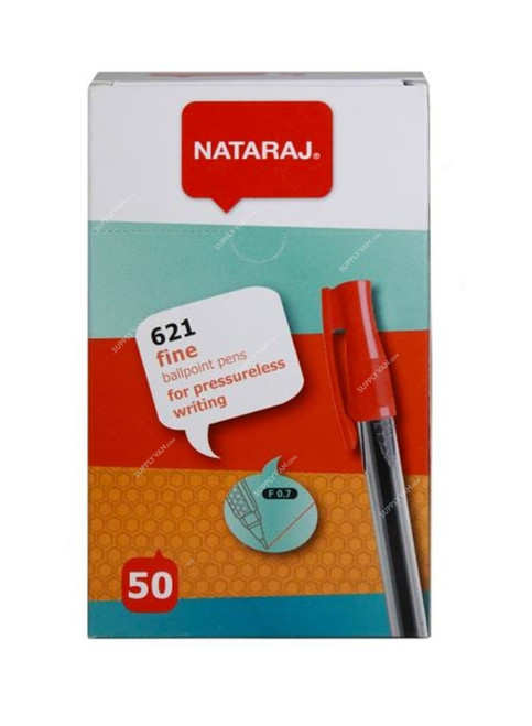 Nataraj Fine Ball Pen, HP621F50RD, 621 Series, 0.7MM, Red