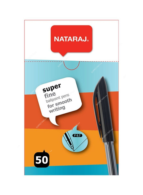 Nataraj Fine Ball Pen, HPSF50BK, 0.7/1MM, Black, 50 Pcs/Pack