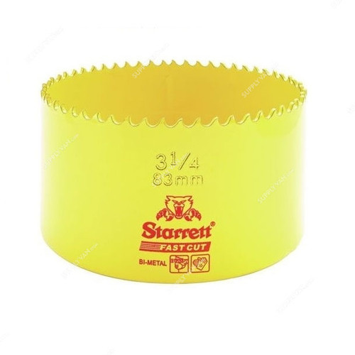 Starrett Hole Saw, FCH0314, High Speed Steel, 83MM, 5.5 TPI, Yellow