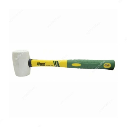 Uken Rubber Hammer, UH19208, Rubber, Fiber, 8oz Head, White