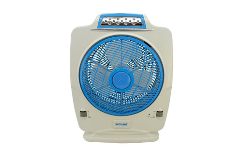 Sonashi Rechargeable Oscillating Fan, SRF-512, 12 Inch, 25W, Blue/White