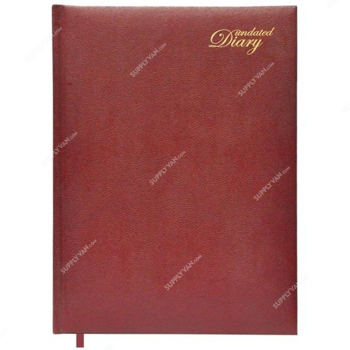 FIS Undated Executive Padded Cover Diary, FSDI-121MR, 265 x 200MM, 144 Pages, Maroon