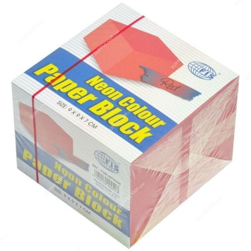 FIS Loose Paper Block, FSBL997N250, 9 x 9 x 7CM, Neon Red