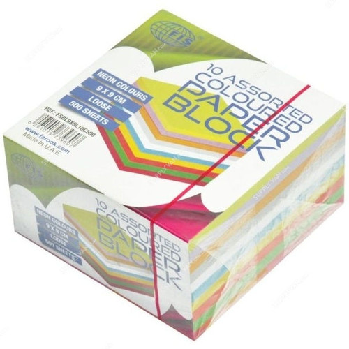FIS Loose Paper Block, FSBL9X9L10C500, 9 x 9CM, 500 Sheets, Multicolor