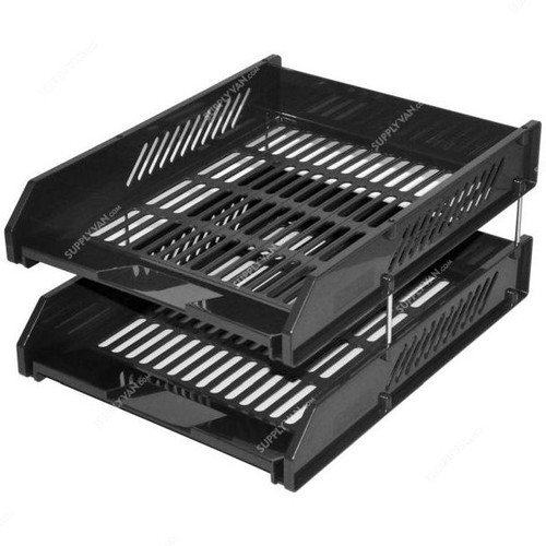 FIS Plastic File Tray Set, FSOT10421BK, Black, PK2