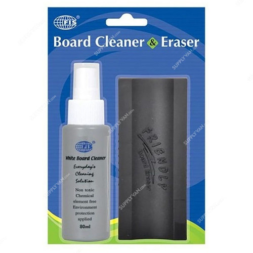 FIS Whiteboard Duster and Cleaner Set, FSWB801151, 180ml, Black/Grey