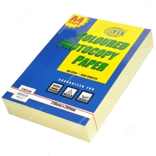 FIS Color Photocopy Paper, A4, 80 GSM, Cream, PK500