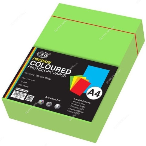 FIS Premium Color Photocopy Paper, A4, 80 GSM, Green, PK500