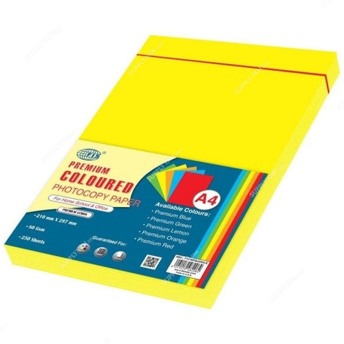 FIS Premium Color Photocopy Paper, A4, 80 GSM, Lemon, PK250