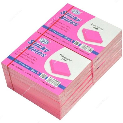 FIS Sticky Notes Set, FSPO34FPI, 100 Sheets, 3 x 4 Inch, Fluorescent Pink, PK12