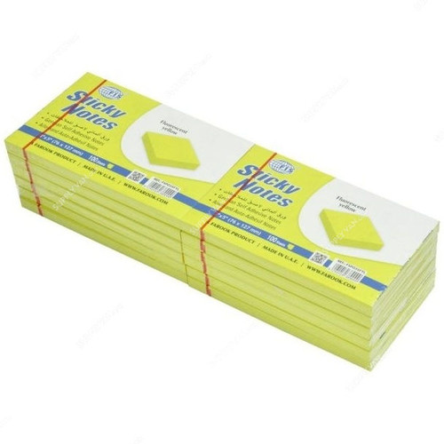 FIS Sticky Notes Set, FSPO35FYL, 100 Sheets, 3 x 5 Inch, Fluorescent Yellow, PK12
