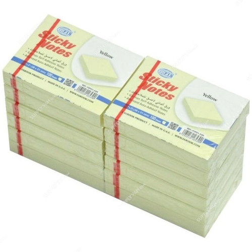 FIS Sticky Notes Set, FSPO1.52N, 100 Sheets, 1.5 x 2 Inch, Yellow, PK12