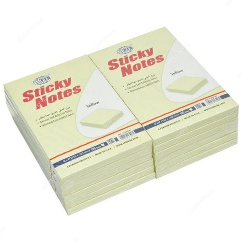 FIS Sticky Notes Set, FSPO64N, 100 Sheets, 6 x 4 Inch, Yellow, PK12