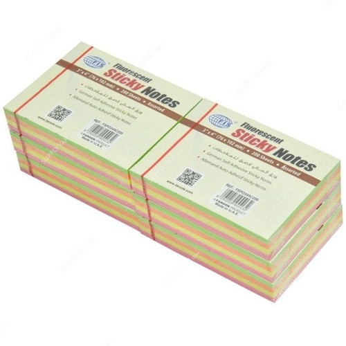 FIS Sticky Notes Set, FSPO344C200, 200 Sheets, 3 x 4 Inch, Assorted, PK6