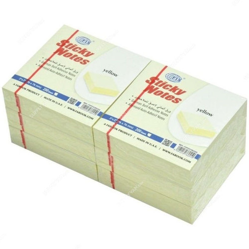 FIS Sticky Notes Set, FSPO33N200, 200 Sheets, 3 x 3 Inch, Yellow, PK6