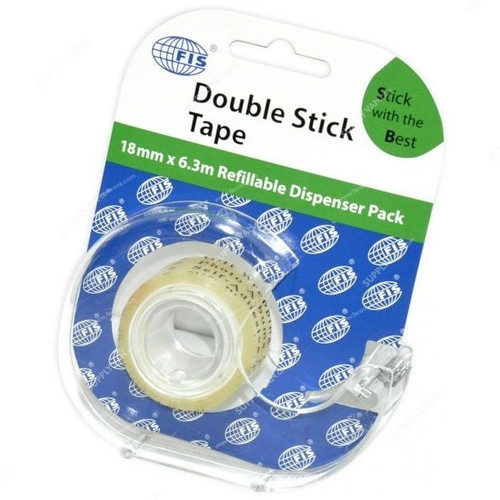 FIS Double Stick Tapes with Hanger, FSTA091863DS, 18MM x 6.3 m, Clear