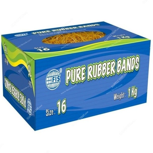 FIS Pure Rubber Band, FSRB1KG/16N, 16 Size, Brown
