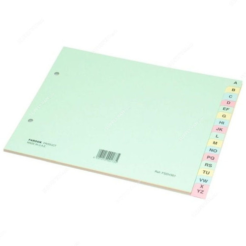 FIS Color Board Divider, (A-Z) English, Paper, 240 GSM, A5, Multicolor