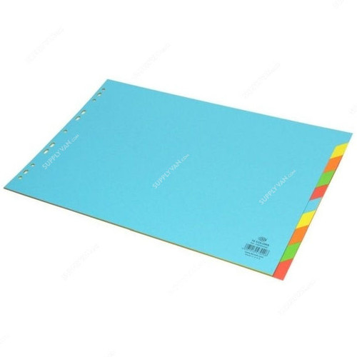 FIS 10 Colors Card Divider, English, Paper, Plain, 160 GSM, A3, Multicolor